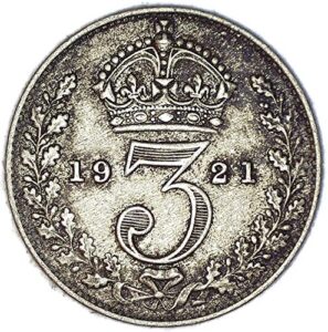 1921 uk george v british silver threepence good