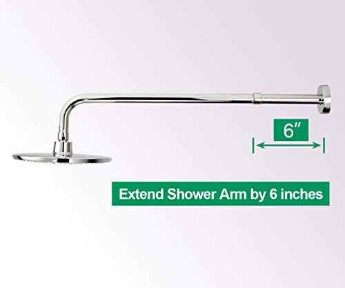 Shower Arm Extension, Shower Head Extender Water Outlet Lowers Existing Shower Head, Chrome Finish Made of Solid Metal by Purelux