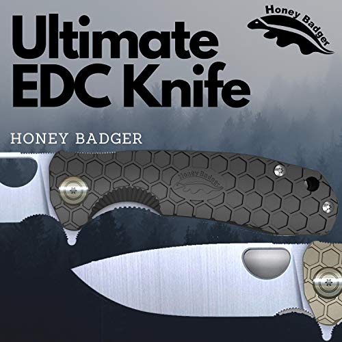 Honey Badger Drop Point Pocket Knife - 3.19" Folding Pocket Tactical Knife for Women & Men, Drop Point Blade Camping Knife, Stainless Steel Pocket Knife for Utility Work (Green, 8Cr13Mov, 3.19"/81mm)