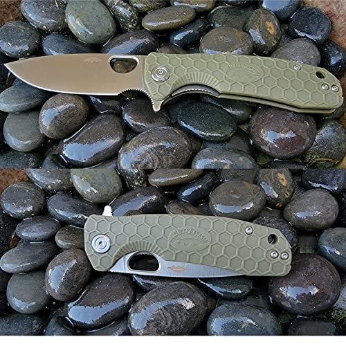 Honey Badger Drop Point Pocket Knife - 3.19" Folding Pocket Tactical Knife for Women & Men, Drop Point Blade Camping Knife, Stainless Steel Pocket Knife for Utility Work (Green, 8Cr13Mov, 3.19"/81mm)