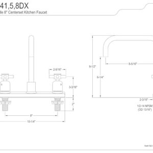 Kingston Brass FB2148DX Concord 8" Centerset Kitchen Faucet, Brushed Nickel