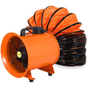 vevor utility blower 12 inch ventilator blower 2800rpm extractor fan blower portable industrial high velocity blower with 10 m flexible pvc ducting(with 10m hose)