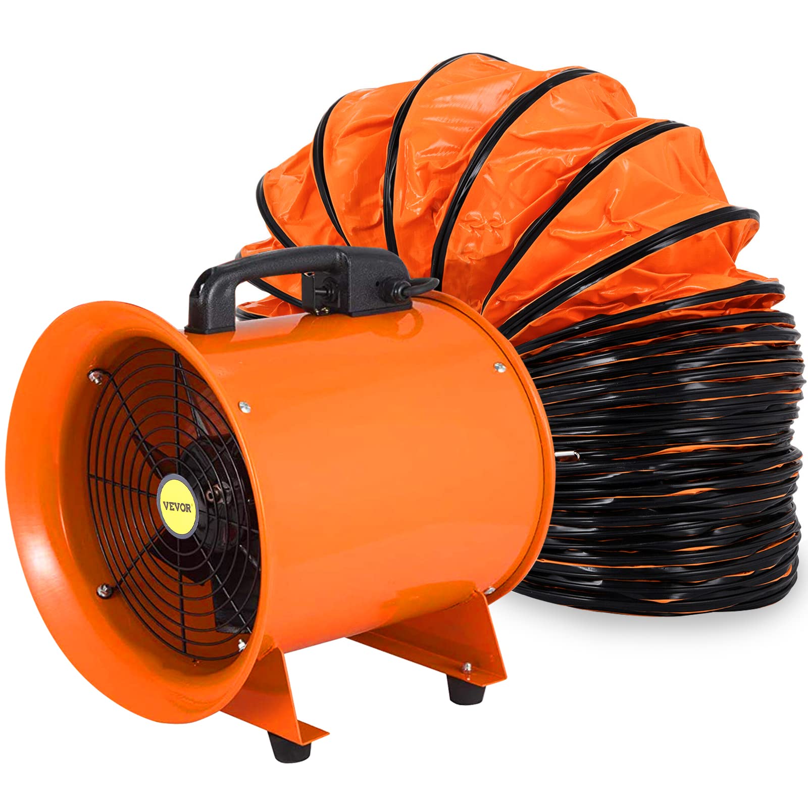 VEVOR Utility Blower 12 inch Ventilator Blower 2800RPM Extractor Fan Blower Portable Industrial High Velocity Blower with 10 m Flexible PVC Ducting(with 10m Hose)