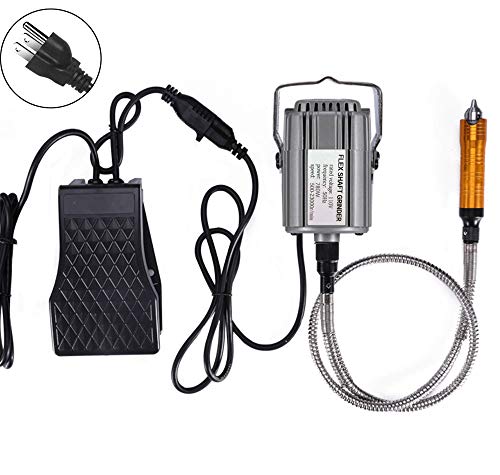 VOTOER Rotary Tool Flex Shaft Hanging Grinder Carver Electric Multi-function Metalworking Tools Repair Kit, Foot Pedal Control, 780W Strong Power, Metal Flexible Shaft, 23000 RPM