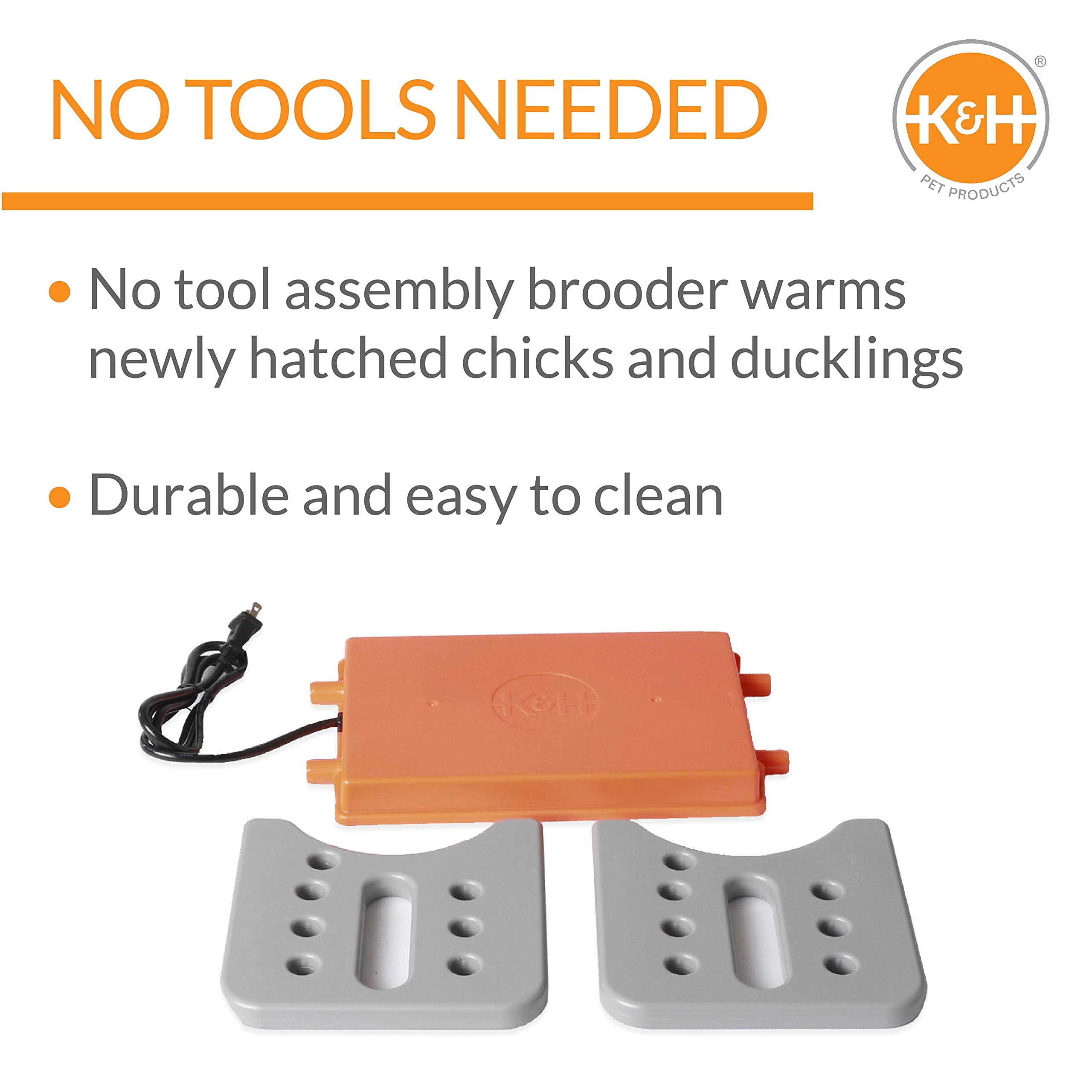 K&H Pet Products Thermo Chicken Brooder, Brooder Heater for Chicks, Chick Brooder Plate, Safe Alternative to Heat Lamp for Chickens - Gray/Orange Small 8 X 13.5 X 8 Inches