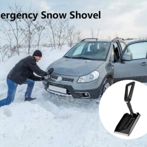 ELIVERN Foldable Snow Shovel, Compact Snow Shovel with Comfortable D-Grip Handle and Durable Aluminum Edge Blade, 13"-26" Portable Snow Shovel for Car, Truck, SUV (9" Blade)