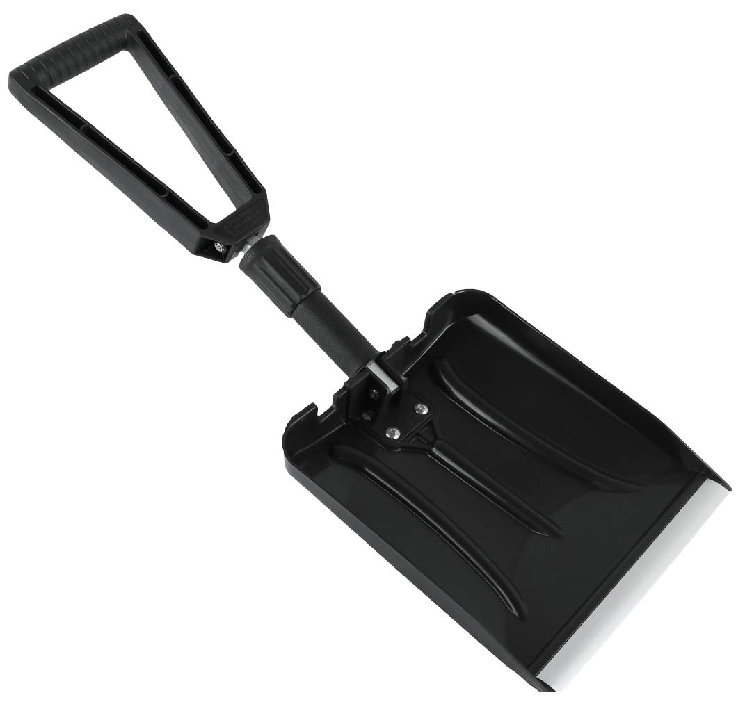 ELIVERN Foldable Snow Shovel, Compact Snow Shovel with Comfortable D-Grip Handle and Durable Aluminum Edge Blade, 13"-26" Portable Snow Shovel for Car, Truck, SUV (9" Blade)