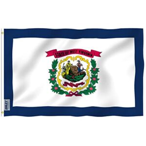 anley fly breeze 3x5 foot west virginia state flag - vivid color fade proof - canvas header double stitched - west virginia wv flags polyester brass grommets 3 x 5 ft