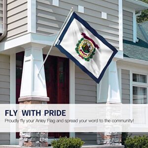 Anley Fly Breeze 3x5 Foot West Virginia State Flag - Vivid Color Fade Proof - Canvas Header Double Stitched - West Virginia WV Flags Polyester Brass Grommets 3 X 5 Ft