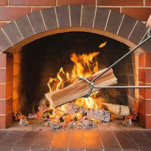 Skyflame Heavy Duty Firewood Log Claw Grabber for Indoor Fireplace Outdoor Gas Fire Pit & Wood Burning Chiminea | Campfire Large Modern Stainless Steel Fire Tongs for Moving Firelogs | 36 Inch Long