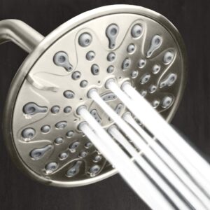 ShowerMaxx, Elite Series: Brushed Nickel Rain Shower Head, 6 Inch 6 Spray Settings Adjustable Rainfall Showerhead with 360 Degree Tilt, Experience MAXX Comfort and Elegance (Brushed Nickel)