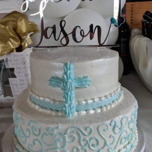 Personalized God Bless Cake Topper with Cross Name Baby Baptism centerpiece Christening Topper 1st First Holy Communion Religious Toppers Blessed Custom Sign Christian Acrylic Party Anniversary Gifts