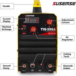 TOSENBA TIG Welder Stick Arc Welder Machine 200Amp Dual Voltage TIG Welding 110/220V DC IGBT Inverter Digital Display Portable 2 in 1 Multi-process Tig/MMA Welding Machine