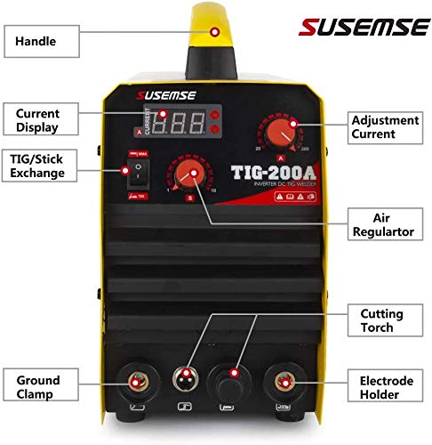 TOSENBA TIG Welder Stick Arc Welder Machine 200Amp Dual Voltage TIG Welding 110/220V DC IGBT Inverter Digital Display Portable 2 in 1 Multi-process Tig/MMA Welding Machine