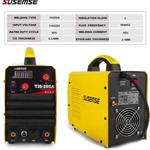 TOSENBA TIG Welder Stick Arc Welder Machine 200Amp Dual Voltage TIG Welding 110/220V DC IGBT Inverter Digital Display Portable 2 in 1 Multi-process Tig/MMA Welding Machine