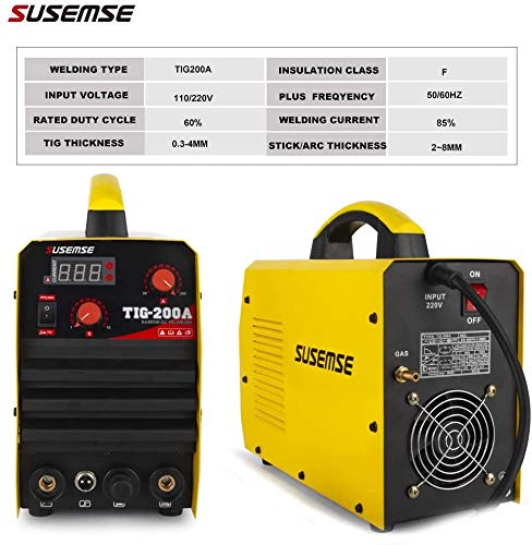 TOSENBA TIG Welder Stick Arc Welder Machine 200Amp Dual Voltage TIG Welding 110/220V DC IGBT Inverter Digital Display Portable 2 in 1 Multi-process Tig/MMA Welding Machine