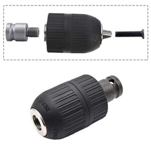 Bestgle 2-13mm Capacity Mount 1/2-20UNF Keyless Drill Chuck Quick Change Conversion Adapter with 1/2 Inch Socket Square Female Adapter