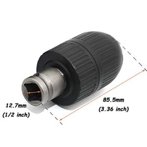 Bestgle 2-13mm Capacity Mount 1/2-20UNF Keyless Drill Chuck Quick Change Conversion Adapter with 1/2 Inch Socket Square Female Adapter