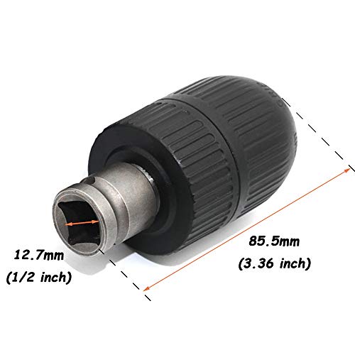 Bestgle 2-13mm Capacity Mount 1/2-20UNF Keyless Drill Chuck Quick Change Conversion Adapter with 1/2 Inch Socket Square Female Adapter