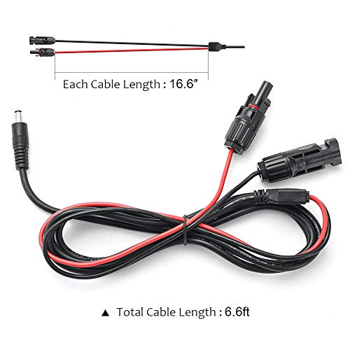 WOLFWILL Solar Panel Adapter Cable to DC 5.5mm x 2.1mm - Universal Charge Adapter Connector for All Power Solar Panel and Portable Solar Generator Inverter