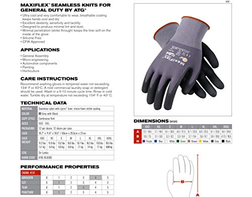 Maxiflex ATG 34-874/XXL Ultimate - Nylon, Micro-Foam Nitrile Grip Gloves - Black/Gray - XX-Large - 3 Pair Per Pack