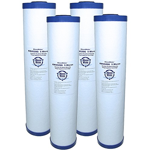 KleenWater KW4520G Replacement Water Filters, Compatible with Pentek DGD-5005-20 Big Blue, 4 Pack (5 Micron)