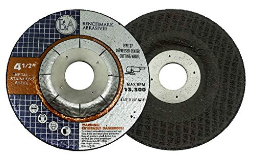 Benchmark Abrasives 4-1/2" T27 Pipeline Cutting & Light Grinding Wheel 1/8" Thick 7/8"Arbor, Metal Cutting Grinding Wheel, Angle Grinding Cutting Wheel Max. RPM 13,300-25 Pack