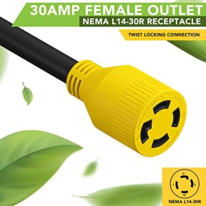 Leisure Cords 4-Prong 15 Feet 30 Amp Generator Cord, 10 Gauge Heavy Duty L14-30 Generator Power Cord Up to 7,500W (15-Feet)