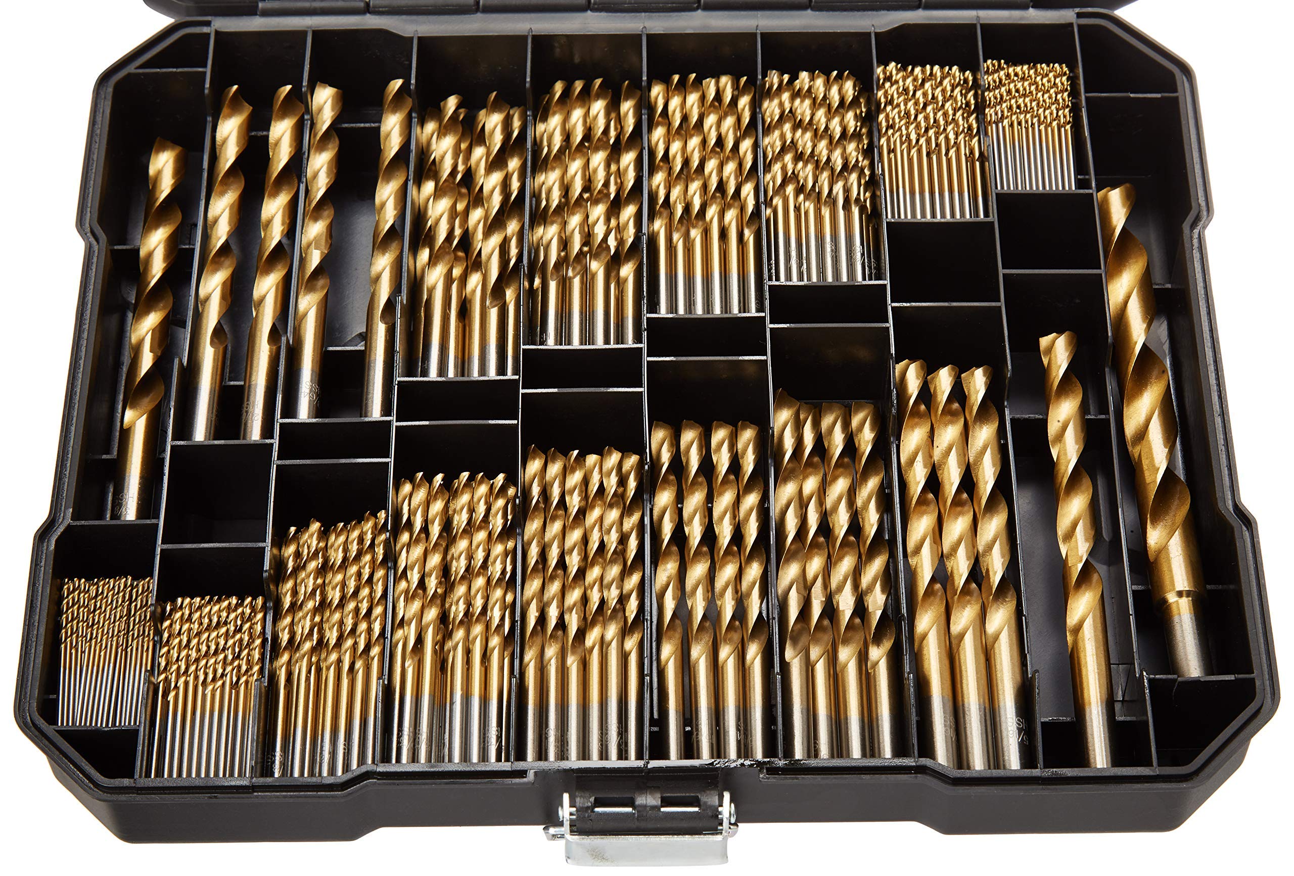 230 Pieces Titanium Twist Drill Bit Set, 135° Tip High Speed Steel, Size from 3/64" up to 1/2", Ideal Drilling in Wood/Cast Iron/Aluminum Alloy/Plastic/Fiberglass, with Hard Storage