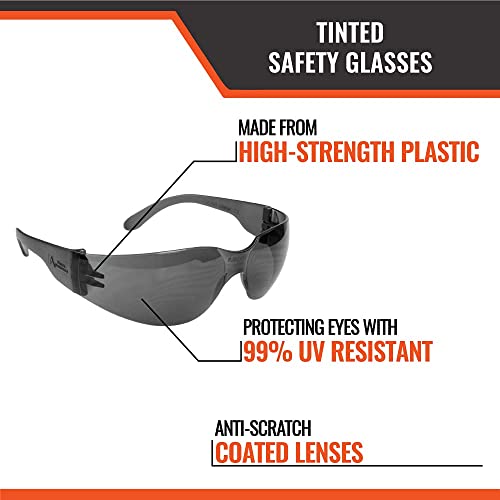Malta Dynamics 12 or 24 Pack Clear or Tinted Safety Glasses OSHA/ANSI Approved Protective Eyewear for Men & Women