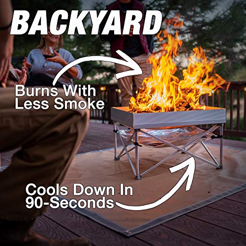 Campfire Defender Protect Preserve Pop-Up Fire Pit | Portable and Lightweight | Fullsize 24 Inch | Weight 8 lbs. | Never Rust Fire Pit | Included Heat Shield for Leave No Trace Fires