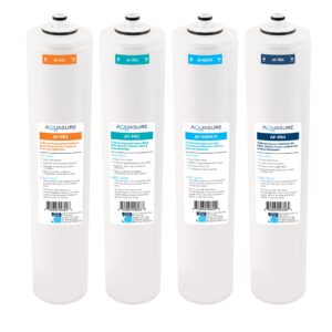 aquasure premier series complete 4-stage quick twist filter replacement cartridge bundle set af-cp75 | compatible with as-pr75 4-stage under sink reverse osmosis ro water filtration system