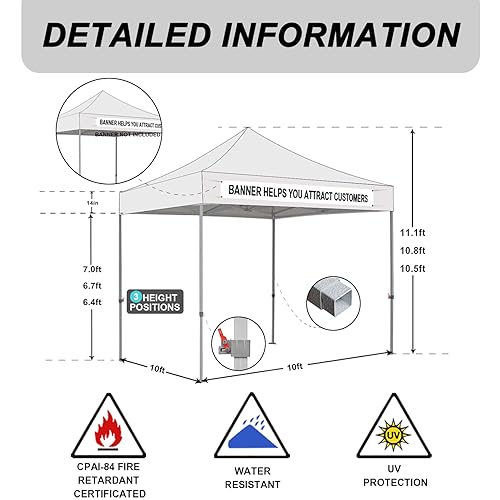 Eurmax USA Signature 10x10ft Patio Pop Up Canopy Tent for Outdoor Events Commercial Instant Canopies with Heavy Duty Roller Bag,Bonus 4 Canopy Sand Bags (White)