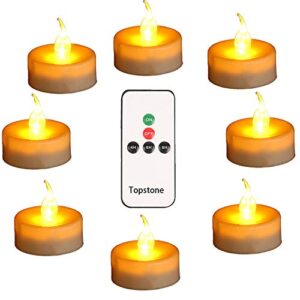 topstone led candles with remote and timer,warm yellow flameless candles,big capacity battery operated tea light,best for wedding and festival decoration,pack of 12