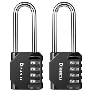 disecu 2.5 inch long shackle combination lock 4 digit outdoor waterproof padlock for school locker, gym locker, hasp cabinet, gate, fence, toolbox (black, 2 pack)