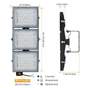 STASUN LED Flood Light Outdoor, 150W 13500lm Outdoor Lighting, 6000K Daylight White, IP66 Waterproof Outside Floodlight Exterior Security Light with 3 Adjustable Heads for Yard, Street, Parking Lot