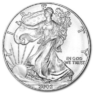 2002-1 ounce american silver eagle low flat rate shipping .999 fine silver dollar uncirculated us mint