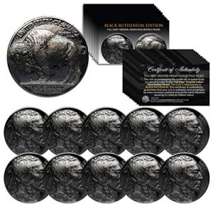 lot of 10 various full date buffalo nickels coins - black ruthenium indian head