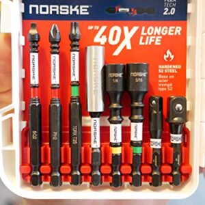 Norske Tools 40pcs Screwdriver Bit Set, Impact Torsion, PH Bits, SQ Bits, Torx Bits, Magnetic PH & SQ Float Collar, Socket Adapters, Nutsetters and Magnetic Bit Holder