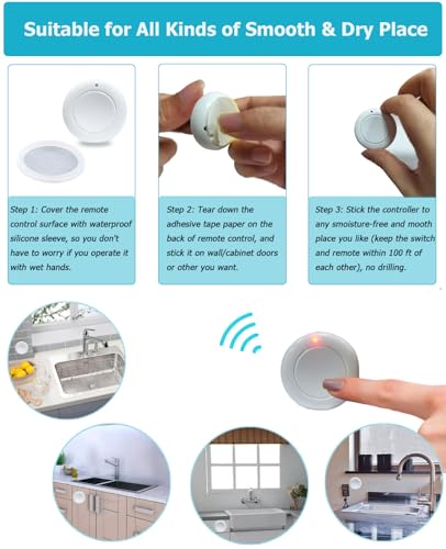 Disposal Sink Top Switch, Garbage Disposal Wireless Switch - Remote control-No Drilling on Sink Top - No Wiring-Stick On Sink Top/Counter Top for Waste Disposer