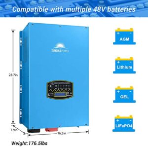 SUNGOLDPOWER 15000W 48V Inverter charger, Input 240V AC,Output 120/240V Split Phase Pure Sine Wave Inverter, Low Frequency Inverter, Heavy Duty Inverter for off Grid System（MPPT excluded）