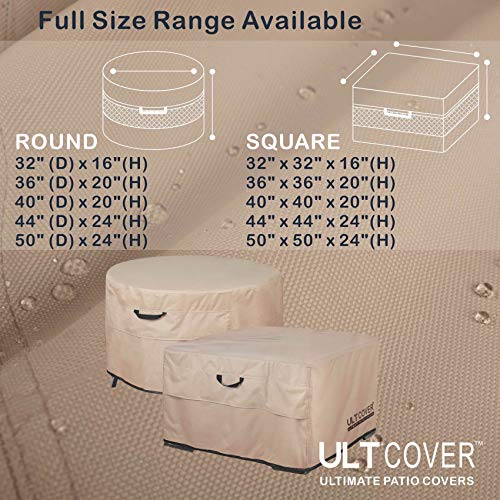 ULTCOVER Patio Fire Pit Table Cover Round 36 inch Outdoor Waterproof Fire Bowl Cover