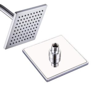 luxury square rain shower head with 6-inch rainfall face, stainless steel back, brass swivel joint, full chrome finish