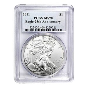 2011 silver eagle 25th anniversary $1 ms-70 pcgs