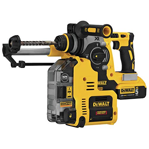 DEWALT 20V MAX XR Rotary Hammer, SDS Plus, L-Shape, On-Board Dust Extractor, 1-Inch (DCH273P2DHO)