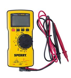 sperry instruments dm6850t digital multimeter, thin, trms, bluetooth, autoranging, 600 v ac/dc, 10a current, con﻿tinuity, resistance, capacitance, frequency, temperature