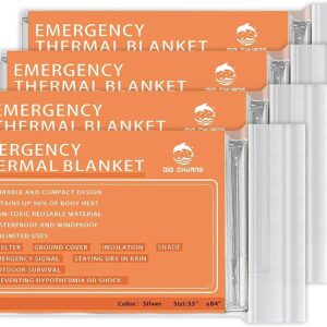 QIO CHUANG Emergency Mylar Thermal Blankets -Space Blanket Survival kit Camping Blanket (4-Pack). Perfect for Outdoors, Hiking, Survival, Bug Out Bag ，Marathons or First Aid 1