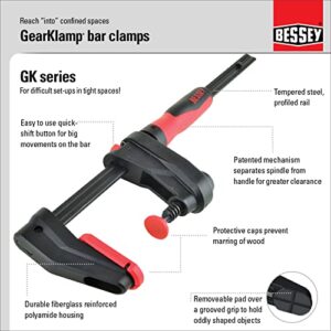 BESSEY GK60 GearKlamp Series - 12 Inch Bar Clamps for Woodworking, 450 lb Clamping Force, Wood Clamps for Gluing, Hand Clamps, Sturdy Woodworking Clamps for Cabinetry, Carpentry, & Home Improvement