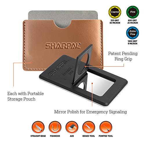 SHARPAL 116N Pocket Diamond Sharpening Card Stone (Coarse 325/Fine 600/Extra Fine1200) Kit Garden Tool File Survival Knife Sharpener