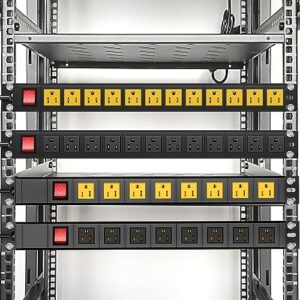 BTU Power Strip Surge Protector Rack-Mount PDU, 12 Outlet Power Strip with Switch, Metal Mountable Power Strip Heavy Duty for Server Racks, Garage Shop Power Strip, Industral Commercial (Black 6FT)